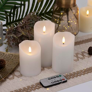เทียน LED ไร้เปลวไฟ รุ่น Friendly Pillar Real Wax ใช้แบตเตอรี่ AA 2 ก้อน พร้อมรีโมทคอนโทรล ให้แสงสว่างแบบ 3 มิติ เหมาะสำหรับตกแต่งบ้านและงานปาร์ตี้ - Product Image 5