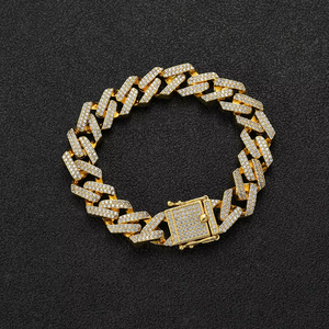 13Mm Tongue Button Head Rhombus Cuban <b>Bracelet</b>, Single Row Full of Zirconium Hip-hop <b>Bracelet</b> Tanjing Fashion Lijing Necklace - Product Image 3