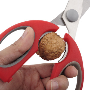 Kitchen Scissors Stainless Steel Multi Functional For Meat Bone Walnut Shrimp <b>Crab</b> Red Handle - Product Image 1