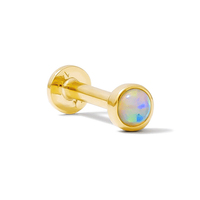 Gemnel Boucles d'oreilles à dos plat en opale plaquée or 18 carats