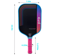 Raket Pickleball Proton Edgeless dengan Inti Sarang Lebah Injeksi Busa 16mm, Permukaan Serat Karbon T700 Kasar Super Kuat, Portabel, Bersertifikasi USAPA