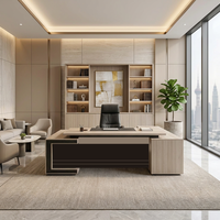 Scrivania direzionale moderna a forma di L in legno, lussuosa, con mobiletto laterale per CEO, manager, arredamento per ufficio commerciale