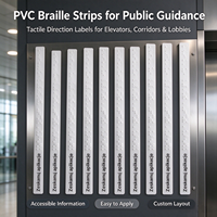 Bandes d'étiquettes braille en PVC autocollantes, signalisation tactile personnalisée, marqueurs de sol à points en relief pour ascenseurs et couloirs publics, modèle