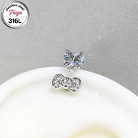 Boucles d'oreilles clous de mode Freya, en forme de cœur rosette, en acier inoxydable, avec zircon de luxe, pour mariage, piercing hélix, rook, labret, bijoux