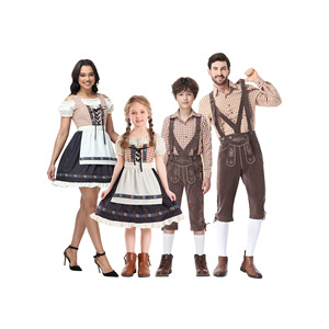 ชุดคู่ครอบครัวสไตล์บาวาเรียนสำหรับเทศกาลอ็อกโทเบอร์เฟสต์ ลายสก็อต ชุดเดรส Dirndl และชุด Lederhosen - Product Image 3