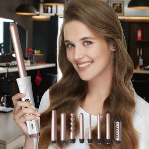 プロ用8-in-1セラミックヘアカーラーワンドセットLEDインジケーター取り外し可能バレル多機能カーリングアイロン - Product Image 1