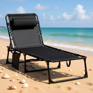 Cama Plegable Portátil Outsunny para Camping, Tumbona Reclinable Ajustable, Muebles de Exterior con Almohada Extraíble - Product Image 2