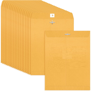 10X13 Cierre Kraft Sobre Reutilización Bolsa de archivo de papel amarillo Embalaje de postal liso para escuela Oficina Almacenamiento Correo - Product Image 1