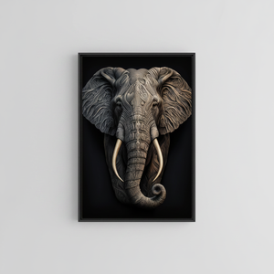 Bold African Elephant Canvas Art, Printed Tribal Design for Unique Decor,<b>BLACK</b> <b>FRAMED</b> CANVAS - Product Image 2