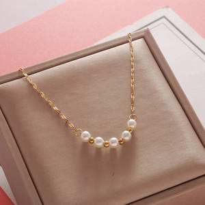 HOVANCI-collar de acero inoxidable chapado en oro de 18k para mujer, gargantilla de cuentas de perlas, cadena de eslabones - Product Image 4