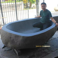 Grande Baignoire Autoportante en Granit Noir Baignoire en Pierre de Rivière Naturelle Baignoire de Trempage