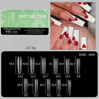 440 pièces en gros professionnel bricolage Nail Salon Long cercueil pré forme couverture complète clair Transparent ongles doux Gel conseils