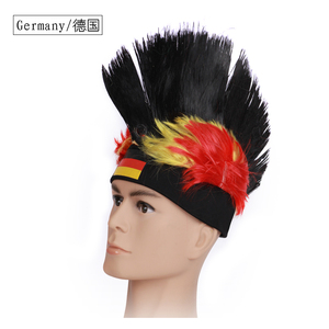 Logo personnalisé 2026 France Fans de Football Produits Giveaway Cockscomb Perruque <span class=keywords><strong>Fous</strong></span> Français Football Fans Mohawk Perruques avec Bandeau - Product Image 2