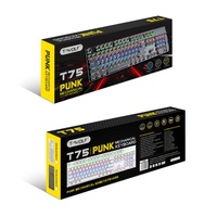 Clavier mécanique filaire T-WOLF T75 Punk, touches rondes, rétroéclairage RGB, clavier complet pour le jeu et le bureau