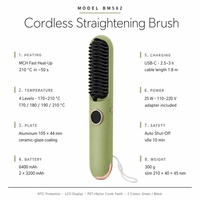 Brosse lissante chauffante en aluminium large personnalisée, 4 niveaux de chaleur, pour voyage et salon à domicile, vente en gros