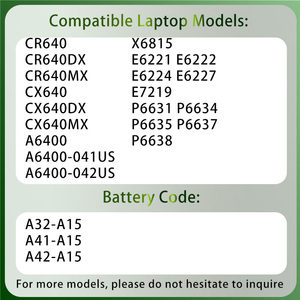 Batterie de remplacement pour ordinateur portable A32-A15 A41-A15 A42-A15 pour MSI CR640 CX640 A6400 Akoya E6221 E7219 - Product Image 2