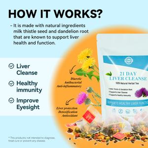Chinaherbs - Té Orgánico para la Salud del Hígado de 21 Días, Té de Raíz de Diente de León y Crisantemo Puro, Natural, Vegano, Sin Gluten, en Bolsitas, Caja a Granel - Product Image 3