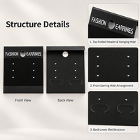 Carte de présentation rectangulaire en PVC pour bijoux, boucles d'oreilles et colliers, avec logo personnalisé, en tissu velours noir, pour boucles d'oreilles tendance avec crochet de suspension.