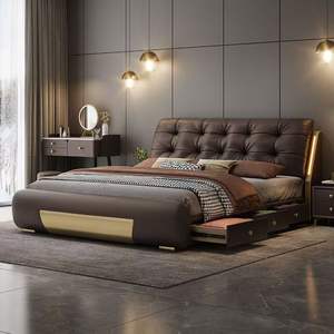 Üst Düzey Modern Minimalist Lüks Yatak, Yumuşak ve Rahat, Ana Yatak Odası Çift Kişilik Yatak, Ana Yatak Odası Düğün Yatağı - Product Image 5