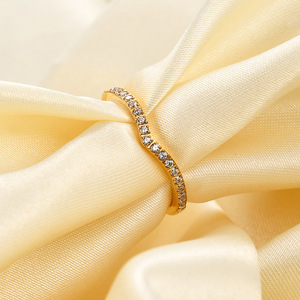 Heart Shape Diamond <b>Ring</b> 2mm Thin Band Pave Setting Women's Fashion Jewelry Gift Index <b>Finger</b> <b>Ring</b> Steel Gold Color - Product Image 3