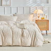 Ensemble de literie en jacquard capitonné beige bohème de luxe, couleur unie, style haut de gamme, décoration intérieure