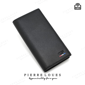 Pierre Loues <b>Men's</b> Long <b>Wallet</b> 6 Inch RFID Blocking Everyday Use Solid Color Brown <b>Black</b> - Product Image 5