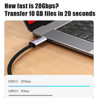 Kabel Data pengisian daya, 1m 2m 3m USB C 20Gbps USB3.2 Gen2 kabel 4K 100W untuk MacBook Pro Galaxy S22 USB4 20Gbps
