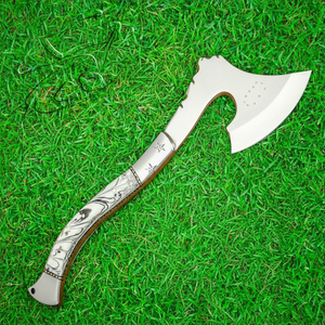 Hacha Barbuda personalizada de acero Tang D2 para caza, mango de resina Tomahawk, hacha Real con Funda de cuero, regalo Ideal - Product Image 1