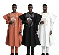 Nouvelles Robes Traditionnelles Africaines Brodéées pour Hommes Musulmans, Pantalons Style Ethnique, Vêtements en Gros, Ensembles Amples pour Hommes, Tenues