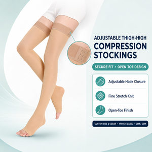 <span class=keywords><strong>Chaussettes</strong></span> de compression sportives tricotées personnalisables 20-30 mmHg, hautes jusqu'aux cuisses, anti-embolie pour prévenir les varices - Product Image 1