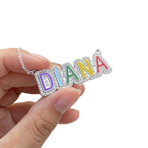 <span class=keywords><strong>Collana</strong></span> personalizzata con <span class=keywords><strong>nome</strong></span> di smalto personalizzato con ciondolo in smalto colorato gioiello arcobaleno <span class=keywords><strong>collana</strong></span> con lettere classiche da donna 2 pz - Product Image 2