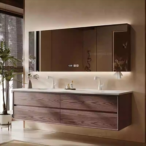 Modern MDF Bathroom Vanity Unit with <b>Smart</b> <b>Mirror</b> Lacquer Finish Wall-Mounted Base Durable Eco-Friendly Design - Product Image 4