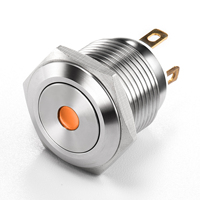 Interrupteur à bouton-poussoir LED 16 mm en acier inoxydable et aluminium IP34, NC NO, action momentanée pour appareils électroménagers