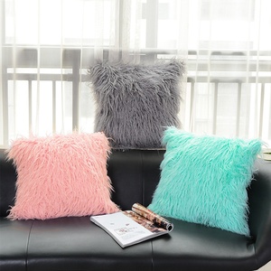 Housse de <span class=keywords><strong>coussin</strong></span> en fausse fourrure de Mongolie de luxe, <span class=keywords><strong>coussin</strong></span> moelleux et duveteux pour chambre à coucher, salon, ferme - Product Image 4