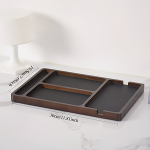 Vassoio portaoggetti in legno vintage multiuso con logo, a forma rettangolare, con cassetti, per cosmetici, organizer da scrivania in legno. - Product Image 3