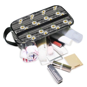 Cute Flowers Customs logo Design Fashion Double Zipper <b>Toiletry</b> Wash Travel <b>Bag</b> Large Capacity Portable <b>Bag</b> - Product Image 5