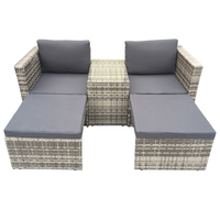 Vente en gros d'usine de mobilier d'extérieur, jardin, patio, balcon, ensemble de canapé de taille mini avec boîte de rangement, chaise longue en rotin