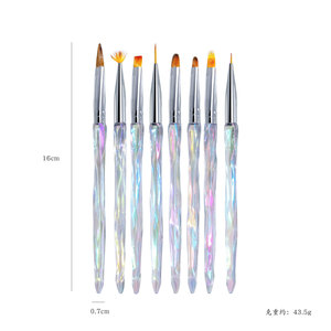 Juego de <span class=keywords><strong>8</strong></span> pinceles de nailon suave de varios tamaños para decoración de uñas, con mango acrílico, para delineado, efecto ombré, polvo acrílico, diseño de uñas DIY. - Product Image 5