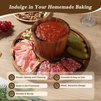 Support à gâteau jetable en bois d'acacia de 12 pouces avec couvercle en dôme acrylique allant au four 2-en-1 Dessert Charcuterie Display Set Box Packaging