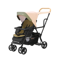 Poussette double européenne SEEBABY T12, cadre en acier inoxydable, polyester, 0-3 ans, pliable, capacité de charge de 15 kg