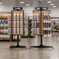 Présentoir Commercial Rotatif sur Pied en Métal à Panneaux Cannelés pour Colliers d'Animaux, Idéal pour Magasins d'Articles pour Animaux