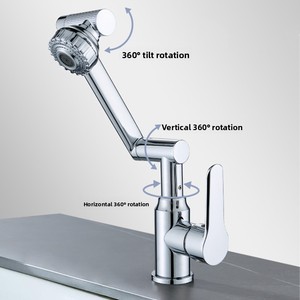 <span class=keywords><strong>Robinet</strong></span> de lavabo mural en acier inoxydable avec noyau en céramique, finition brossée, 1 poignée, design moderne et épuré, <span class=keywords><strong>eau</strong></span> chaude/<span class=keywords><strong>froide</strong></span>, pour cuisine - Product Image 3