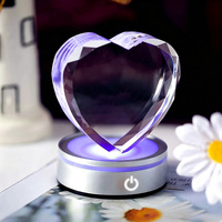 100mm K9 Kristallen Hartvormige Blank Lasergraveerblokken Fotolijstje Touchschakelaar Lichtbasis met Zwarte Luxe Geschenkdoos