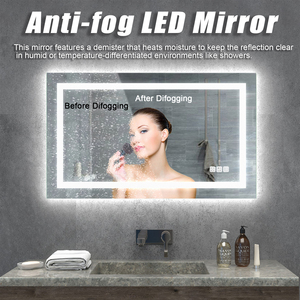 Defogger hình chữ nhật Vuông Tường Backlit cảm ứng cảm biến chuyển đổi không khung Tempered led phòng tắm tắm gương với ánh sáng cho phòng tắm - Product Image 4