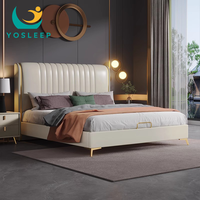 Ensemble de meubles modernes et luxueux pour chambre à coucher Lit taille personnalisée Lits doubles simples design italien Lit king queen size de luxe en cuir