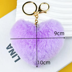 חם בצורת לב בצורת עניבה צבע קשת פרוה flush פרווה רכה עבור keychain עם פום - Product Image 2