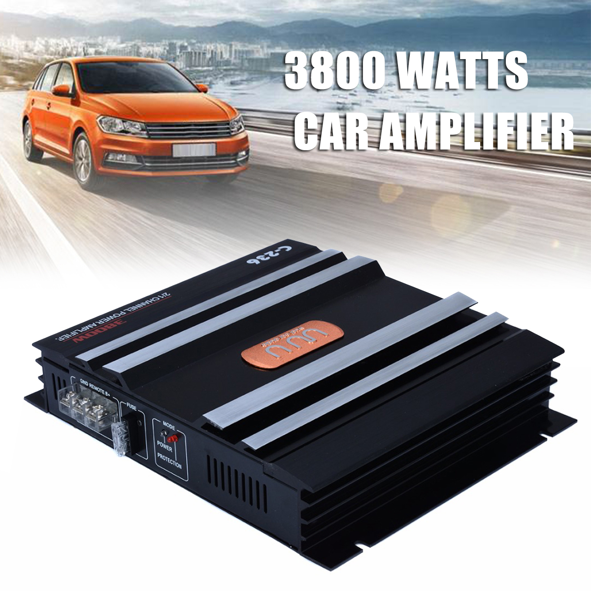 Amplificatore Auto Stereo C-236 3800W 2 Canali - Amplificatore Per Subwoofer, Potente E Compatto