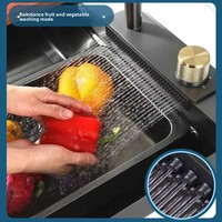 Fregadero de Cocina de Lujo de Acero Inoxidable SUS304, Fregadero Individual Grande con Diseño de Pez Volador, Recubrimiento Nano Multifuncional y Engrosado 1