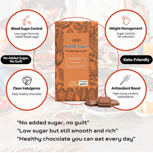 Chocolat noir sans sucre 70-85% cacao, compatible Keto, végétalien, avec érythritol et inuline, sans sucre ajouté, faible en glucides - Product Image 2