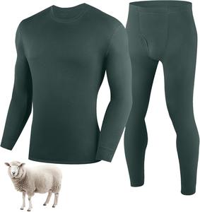 Conjunto de Ropa Interior Térmica CELINNE para Hombre, Camiseta Térmica de Manga Larga 100% Lana Merino - Product Image 1